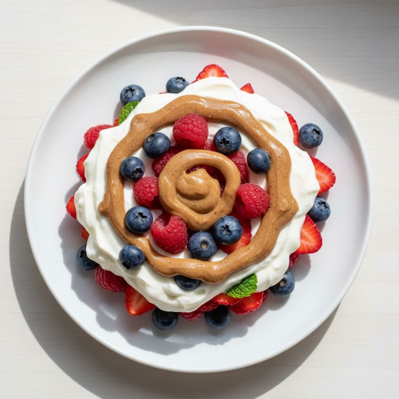Greek Yogurt Protein Parfait with Mixed Berries and Almond Butter