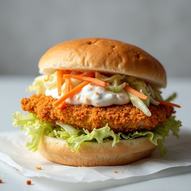 Crispy Baked Chicken Sandwich with Greek Yogurt Slaw