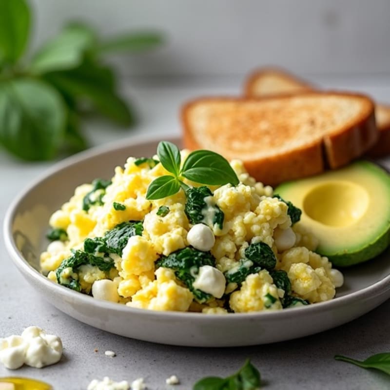 Egg White and Spinach Scramble with Cottage Cheese