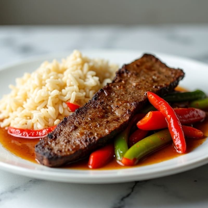 Lean Beef Stir Fry with Bell Peppers and Jasmine Rice