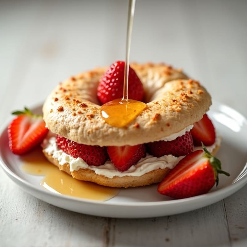 Cottage Cheese Bagel with Strawberry Banana and Honey