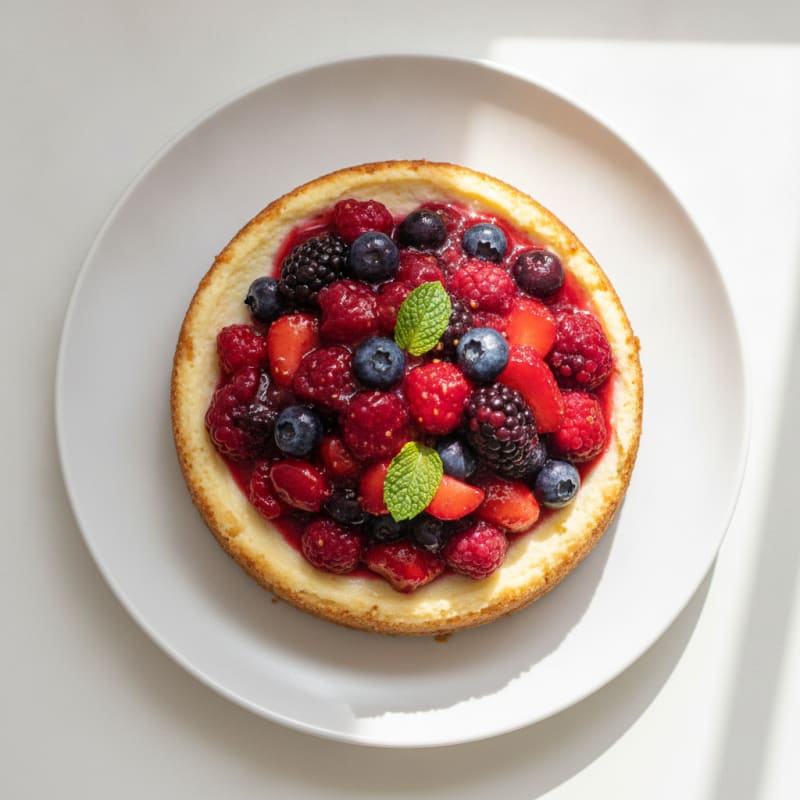 Greek Yogurt Protein Cheesecake with Mixed Berries