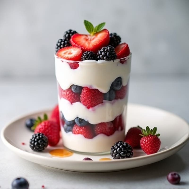 Greek Yogurt Protein Parfait with Mixed Berries