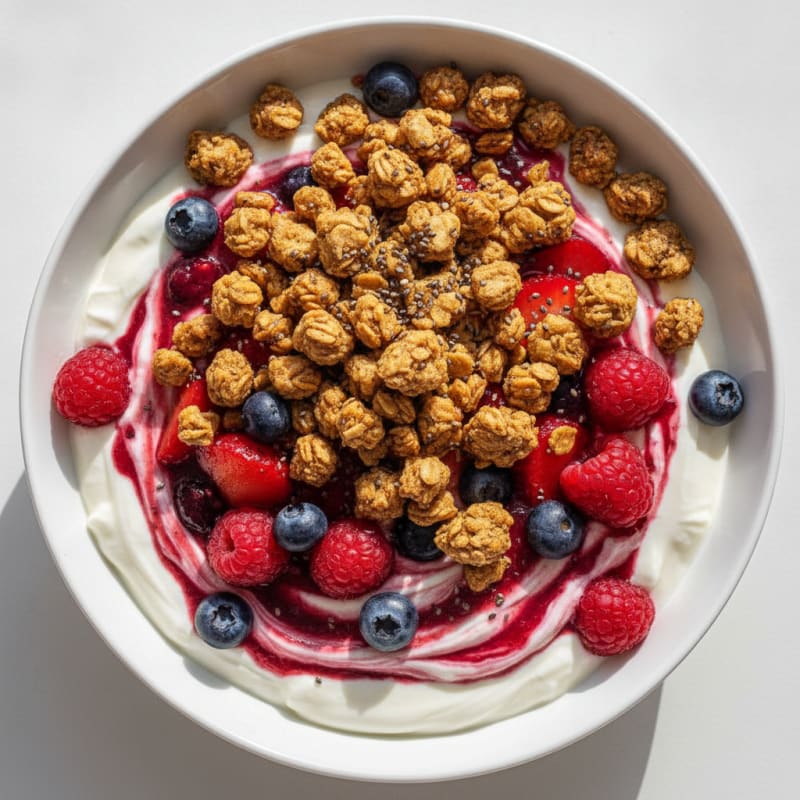 Creamy Greek Yogurt Parfait with Mixed Berries and Protein Granola