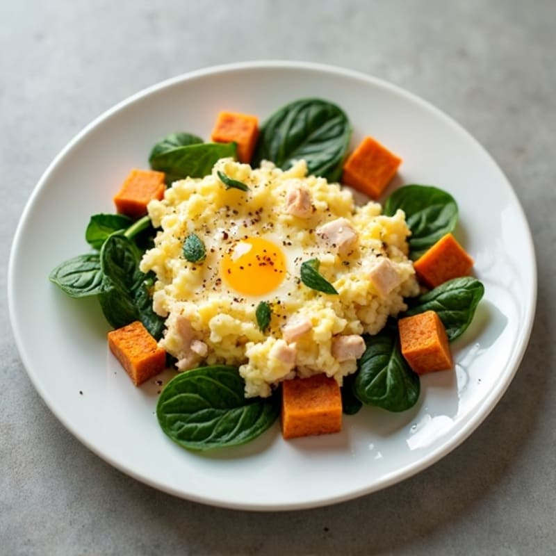 Egg White Scramble with Lean Turkey and Spinach