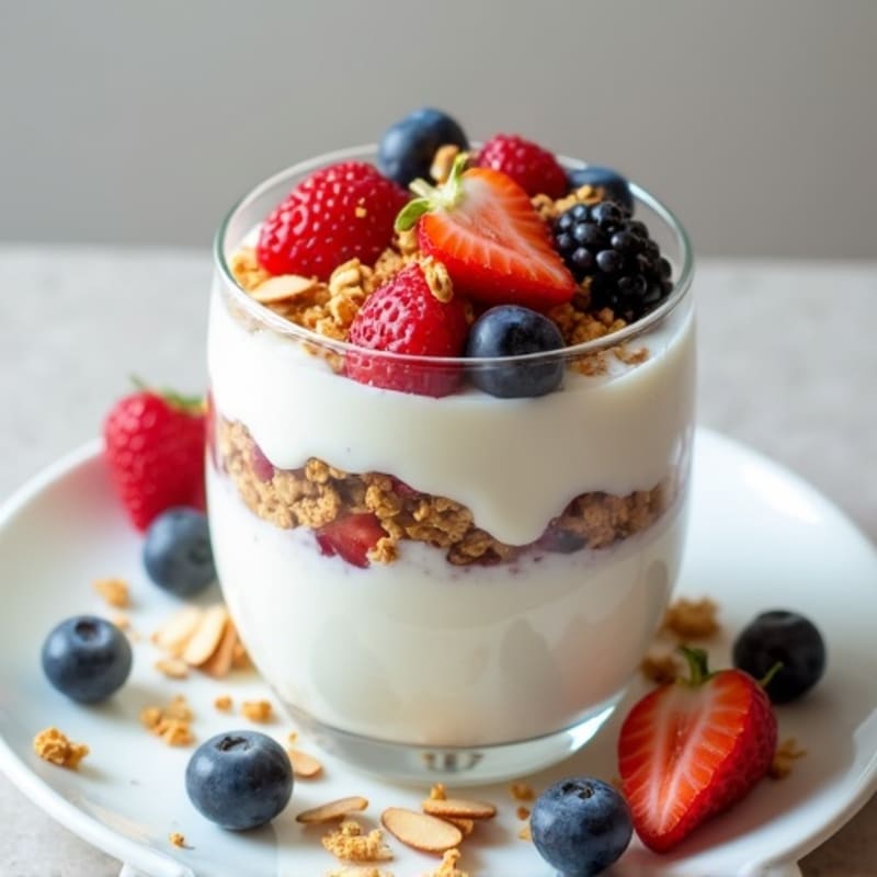 Creamy Greek Yogurt Parfait with Protein Granola and Berries