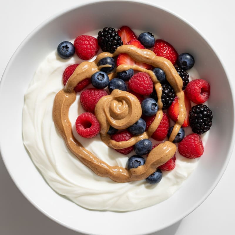 Greek Yogurt Protein Bowl with Mixed Berries and Almond Butter