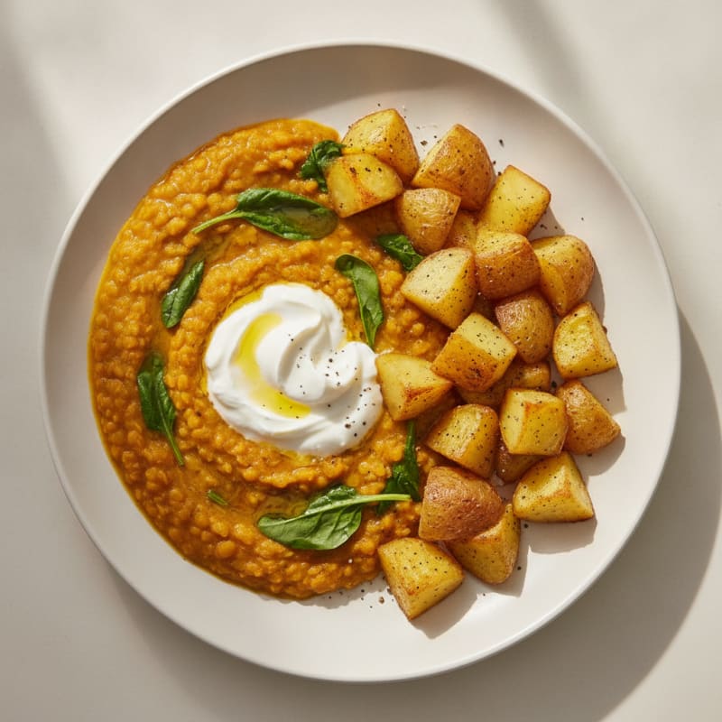 Golden Dahl with Roasted Potatoes