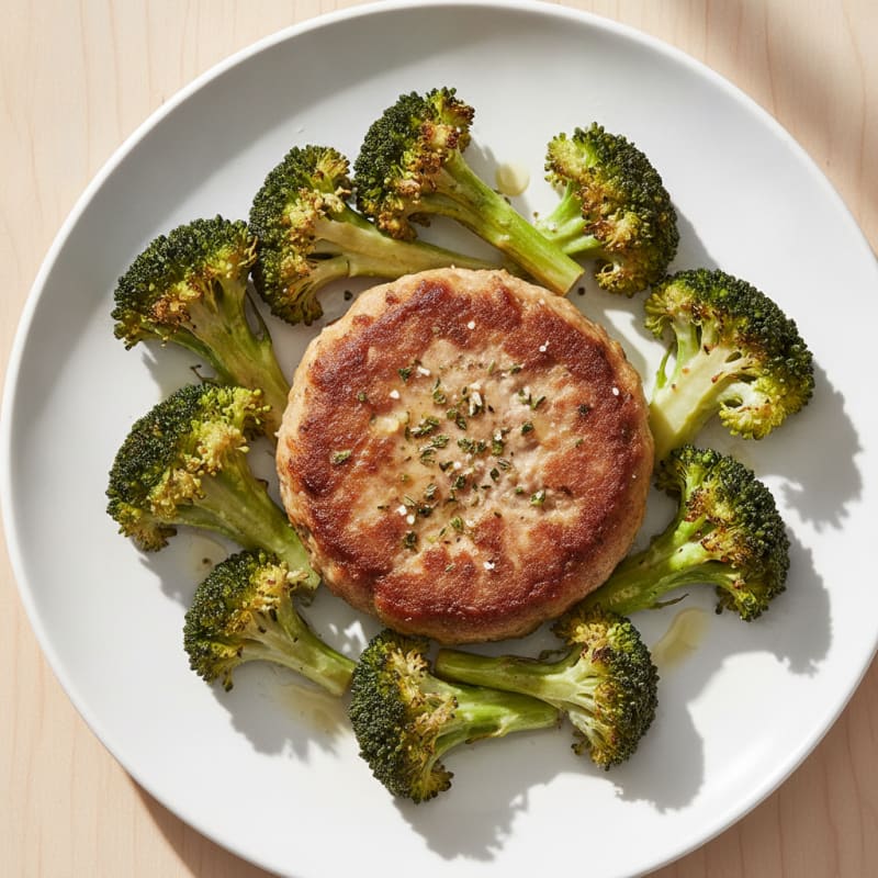 Seared Turkey Patty with Roasted Broccoli