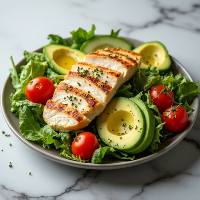 Crisp Greens with Creamy Avocado and Grilled Chicken
