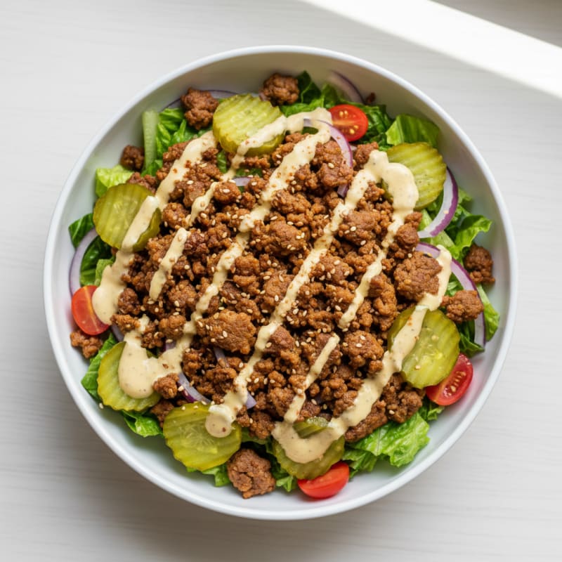 Crispy Ground Beef Big Mac Bowl