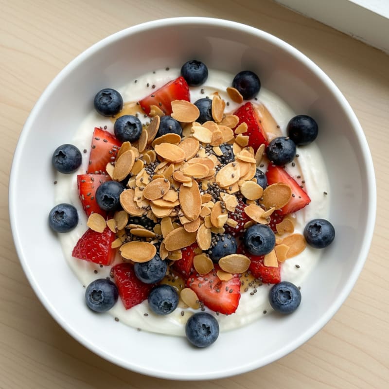 Greek Yogurt Protein Parfait with Berries and Almonds
