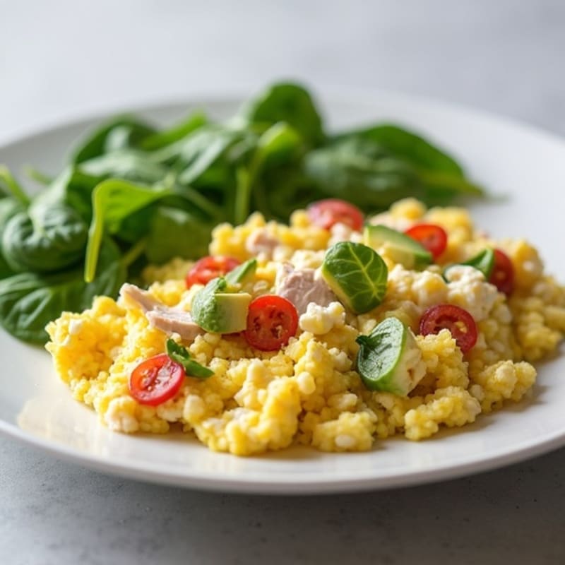 Egg White Scramble with Cottage Cheese and Smoked Turkey