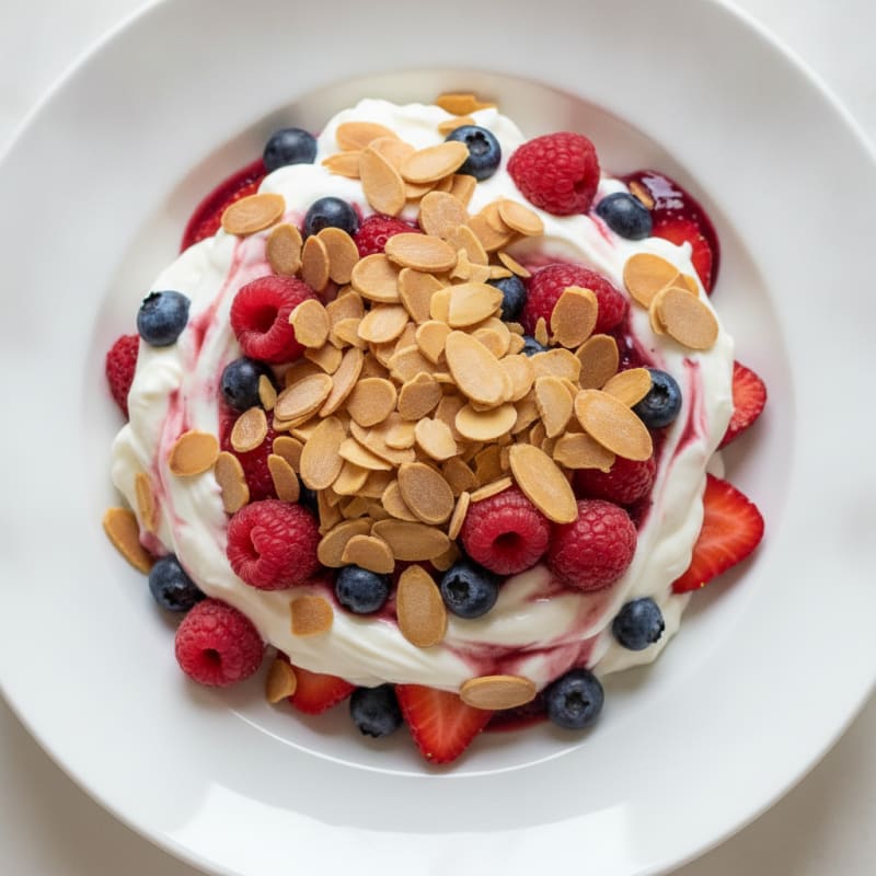 Greek Yogurt Protein Parfait with Berries and Almonds