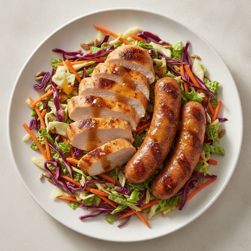 Grilled Chicken Breast with Crunchy Cabbage Slaw