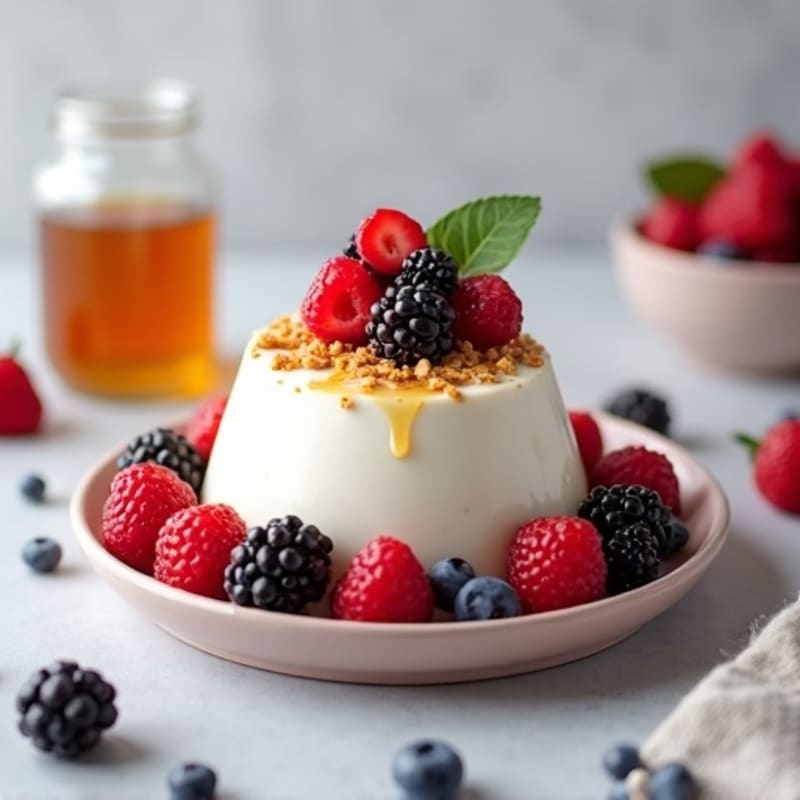 Greek Yogurt Protein Mousse with Mixed Berries
