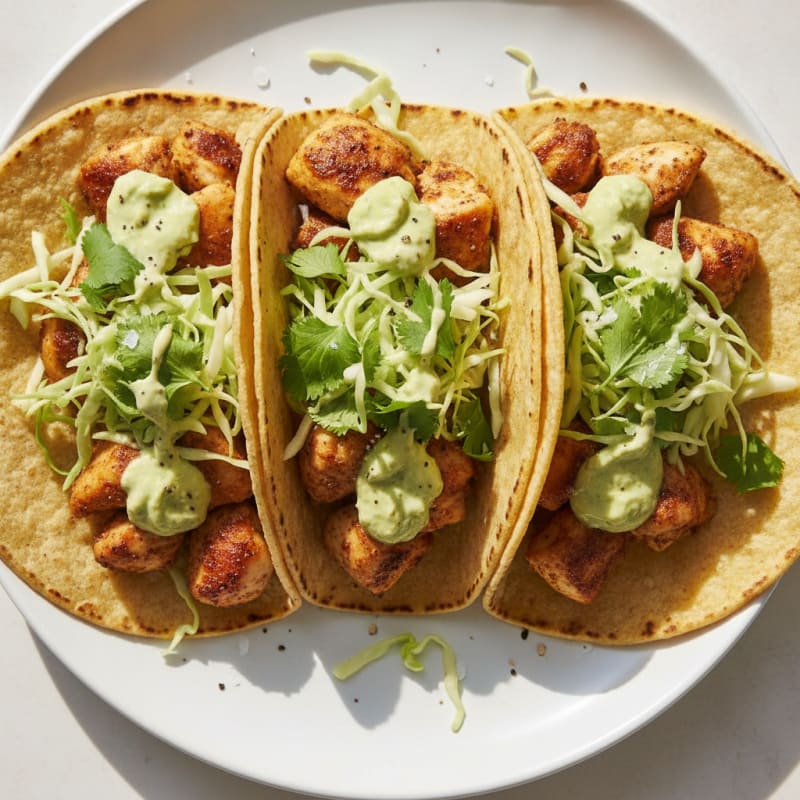Chicken Tacos with Avocado Crema