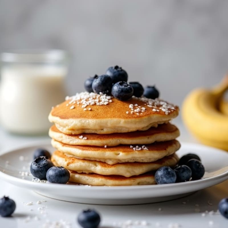 Fluffy Vanilla-Protein Blueberry Pancakes