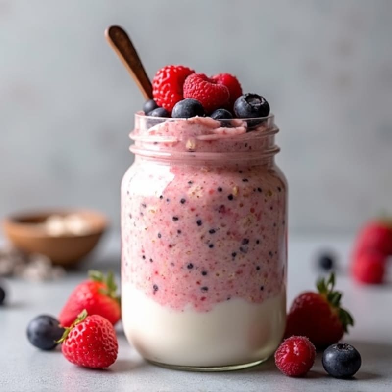 Vanilla-Berry Protein Overnight Oats