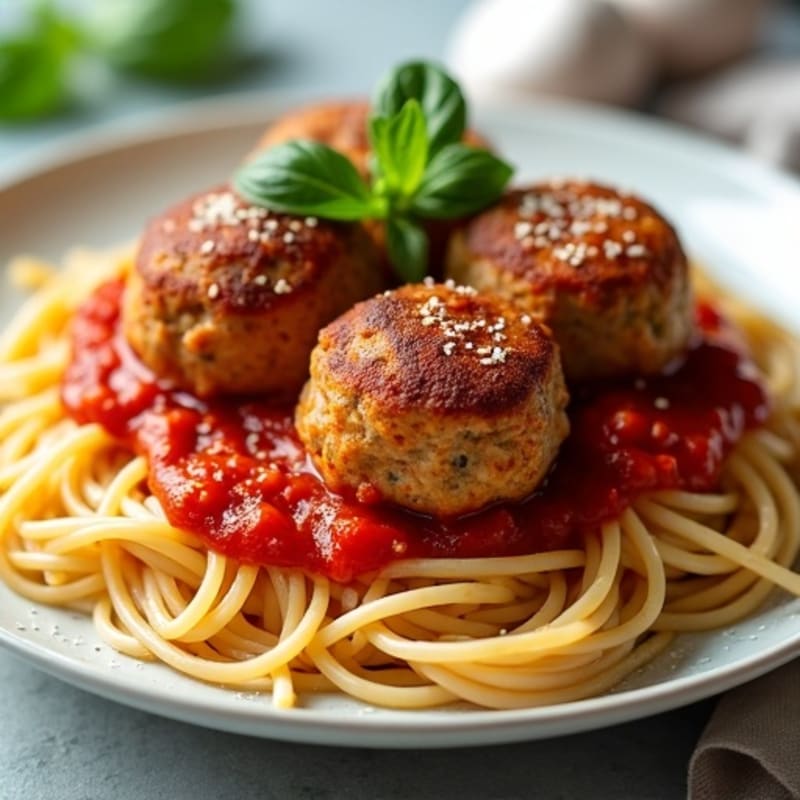 Lean Turkey Meatballs with Whole Wheat Spaghetti and Fresh Herb Marinara