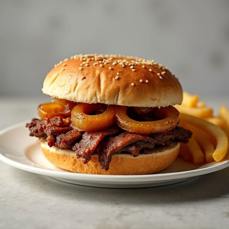 Lean Smoked Brisket Sandwich with Caramelized Onions