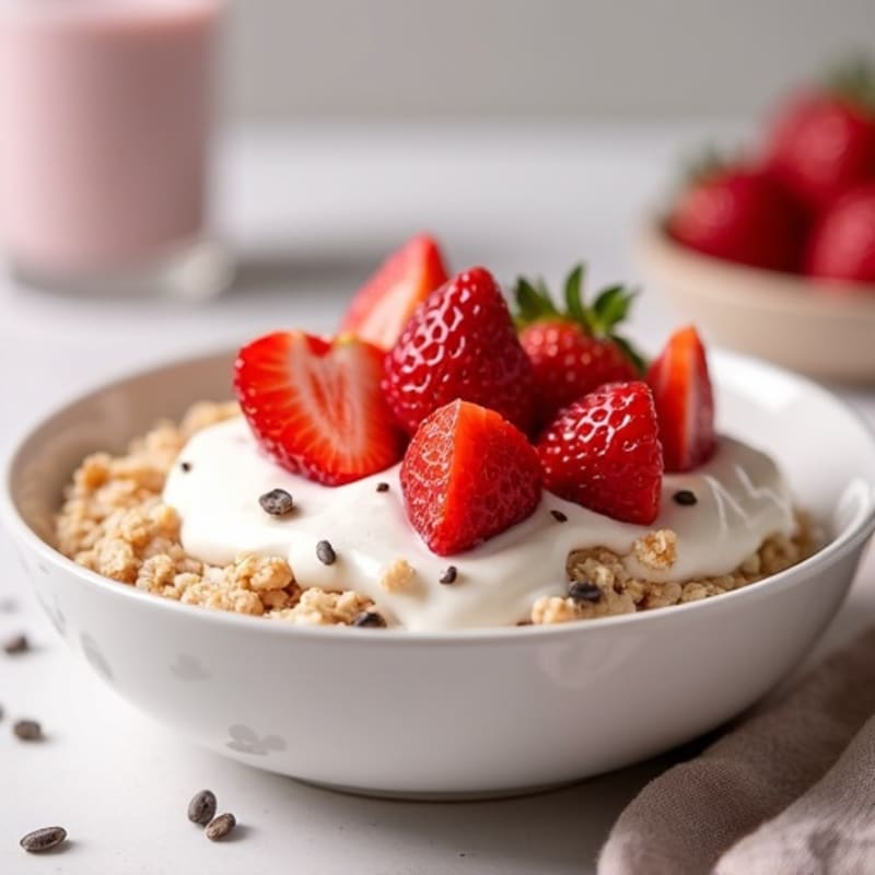 Healthy Creamy Strawberry Shortcake Overnight Oats
