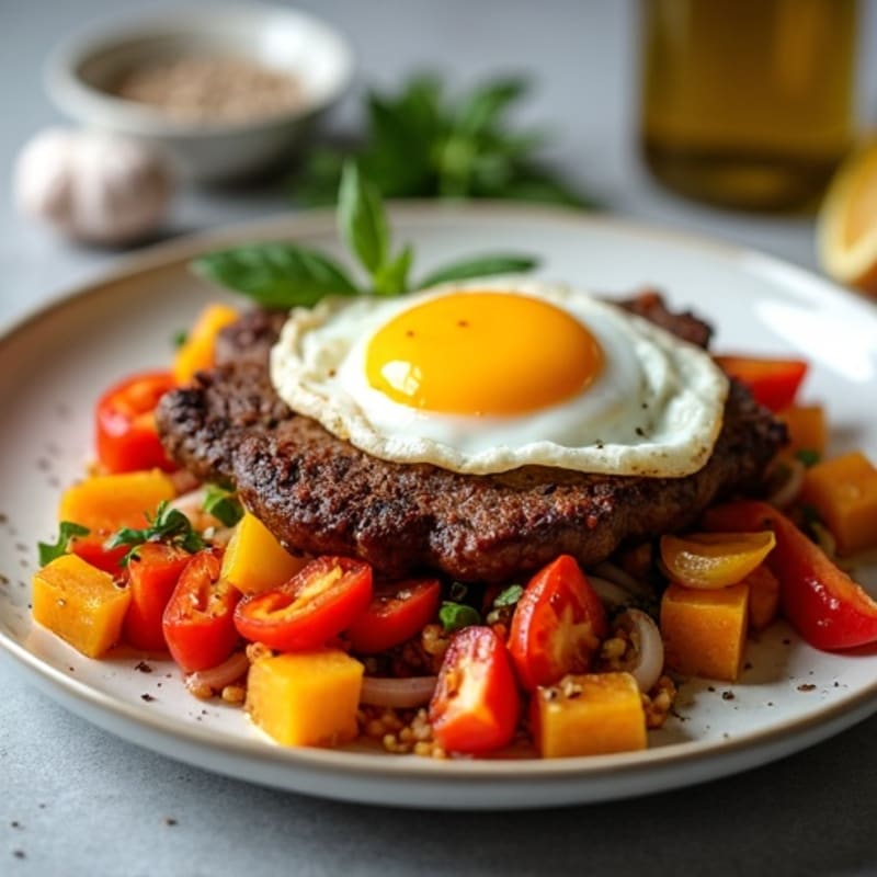 Lean Steak and Sweet Potato Hash with Eggs