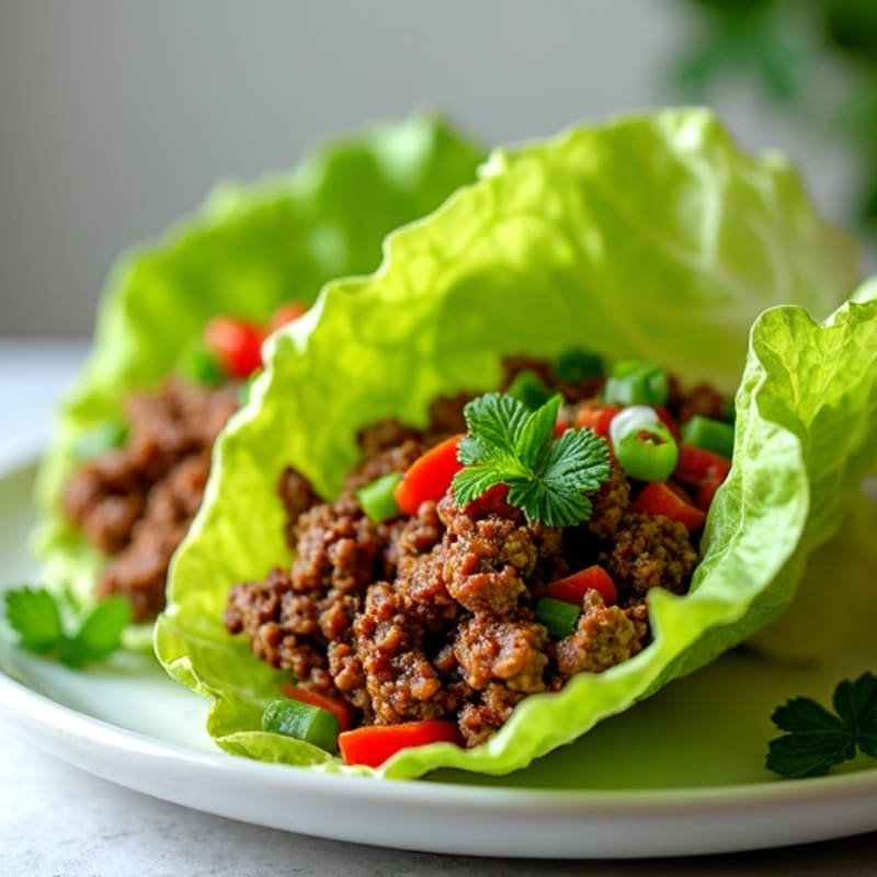 Spiced Beef Mince Lettuce Wraps with Fresh Herbs