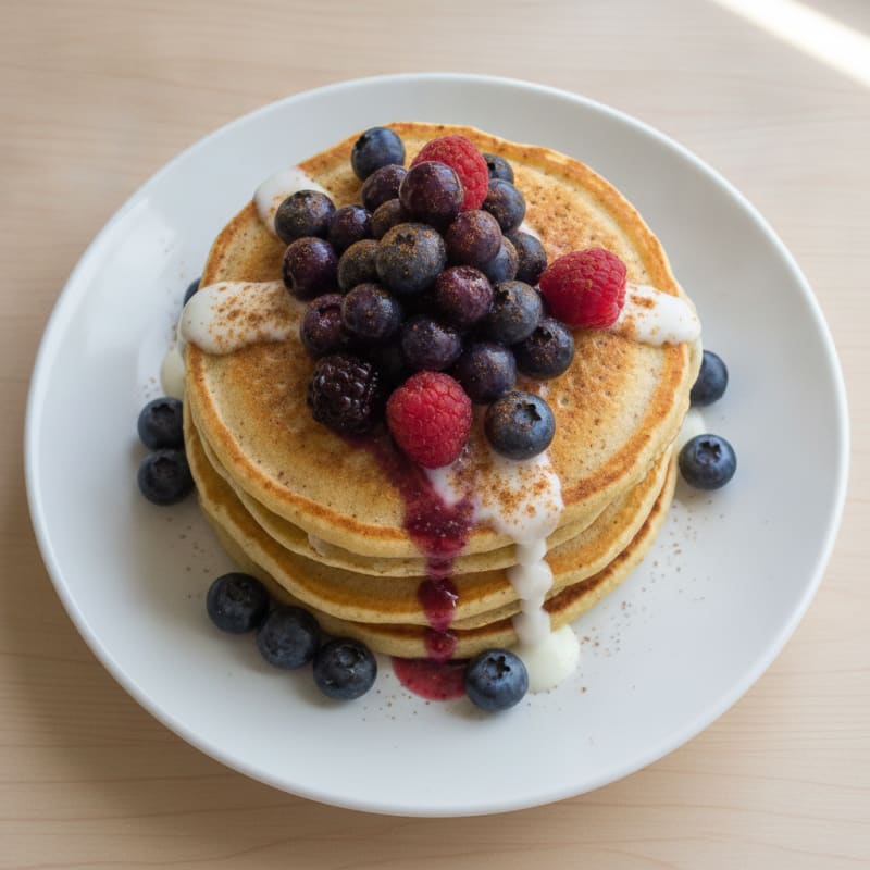 Fluffy Protein Pancakes with Berries