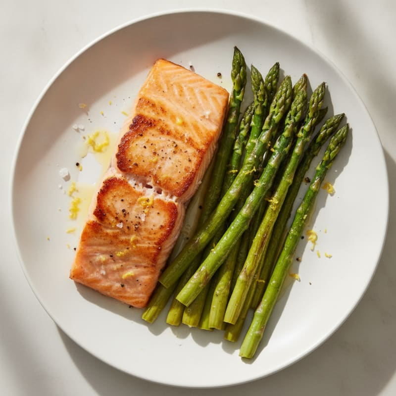 Pan-Seared Salmon with Roasted Asparagus