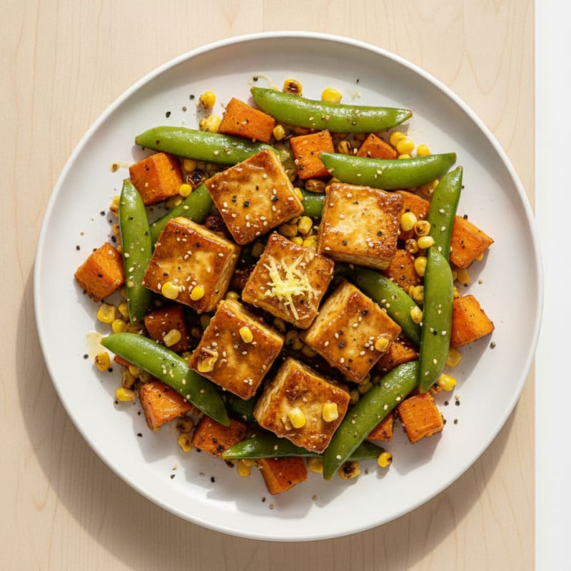 Ginger-Glazed Tofu with Roasted Vegetables