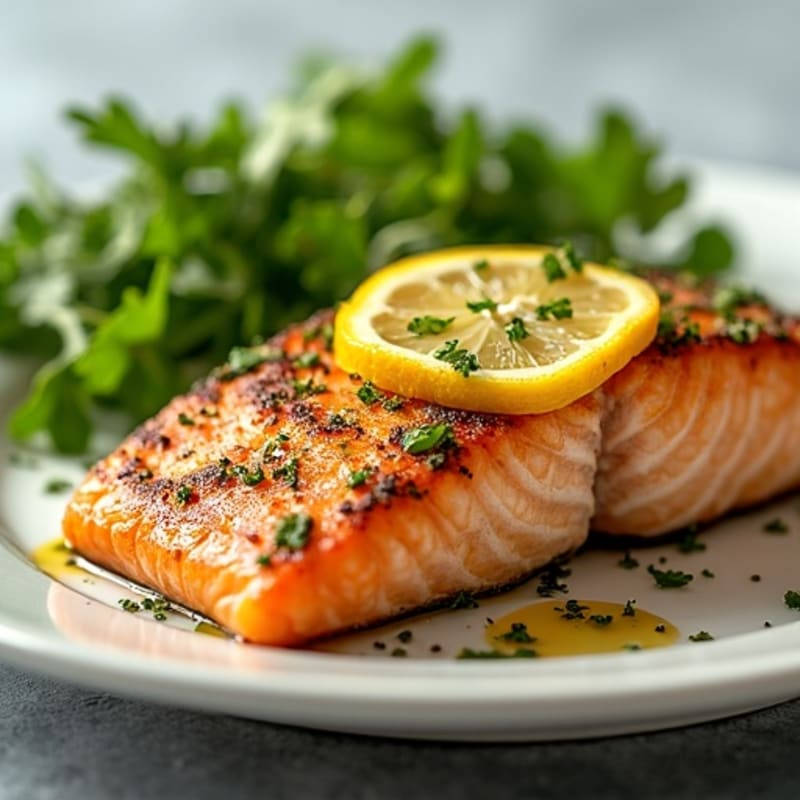 Herb-Crusted Pan Seared Salmon with Lemon