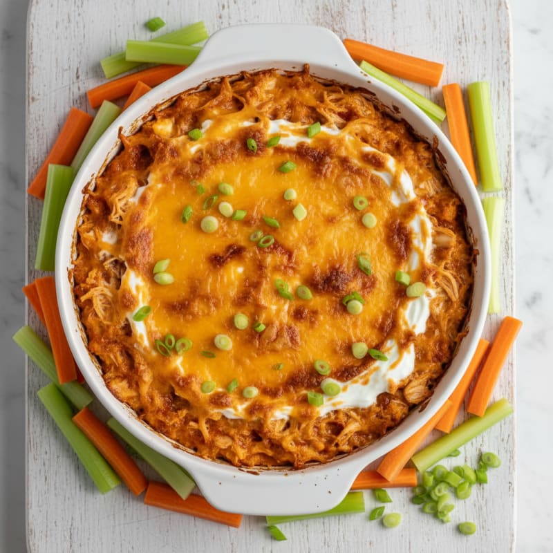 Creamy Buffalo Chicken Dip Bake
