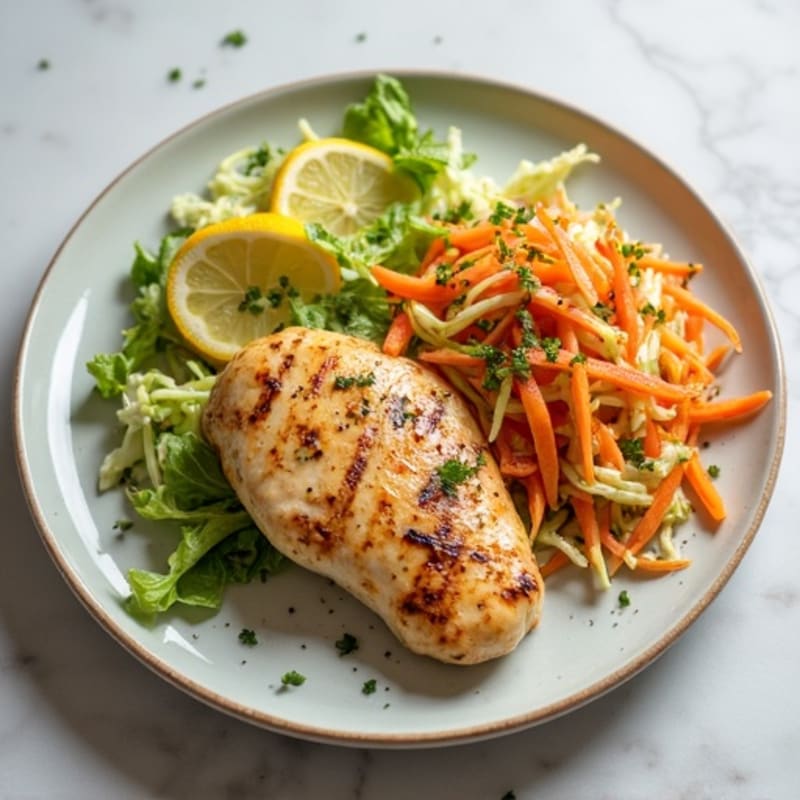 Grilled Chicken Breast with Crunchy Cabbage Slaw