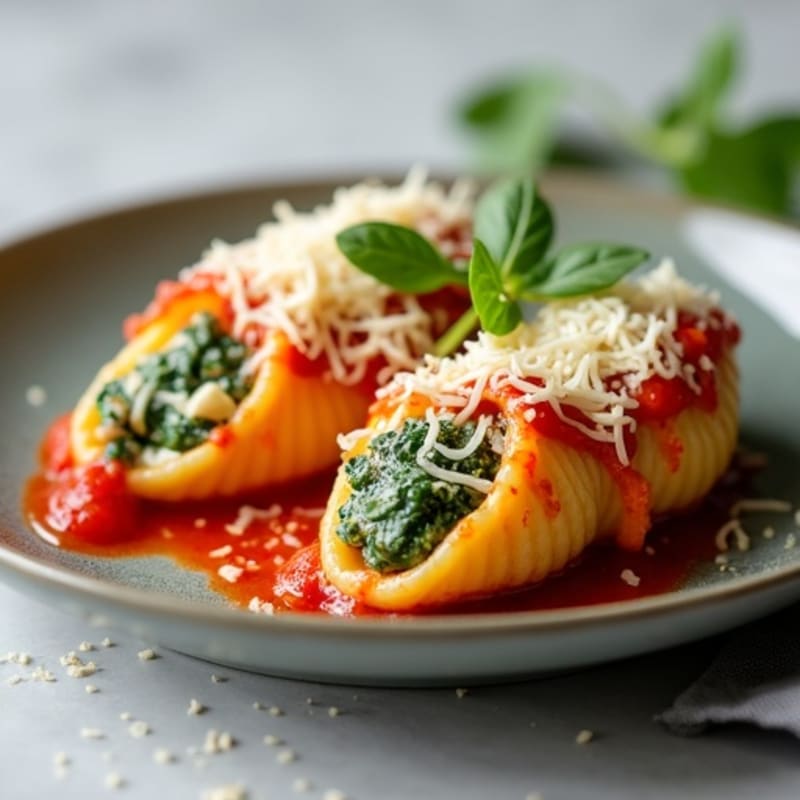 Baked Creamy Spinach Ricotta Stuffed Shells