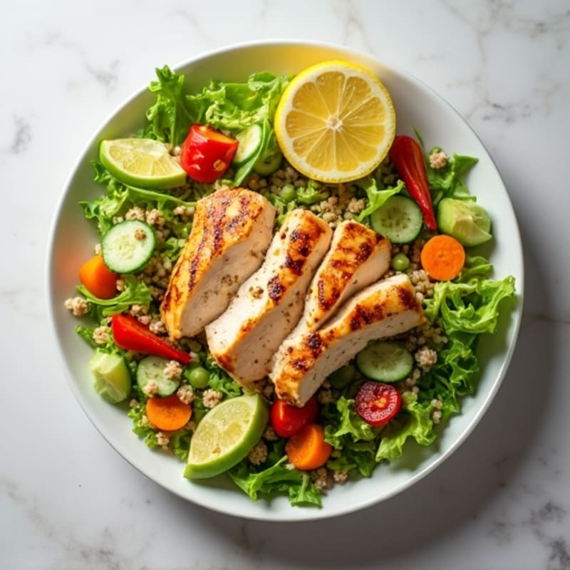 Grilled Chicken and Quinoa Salad with Crunchy Veggies