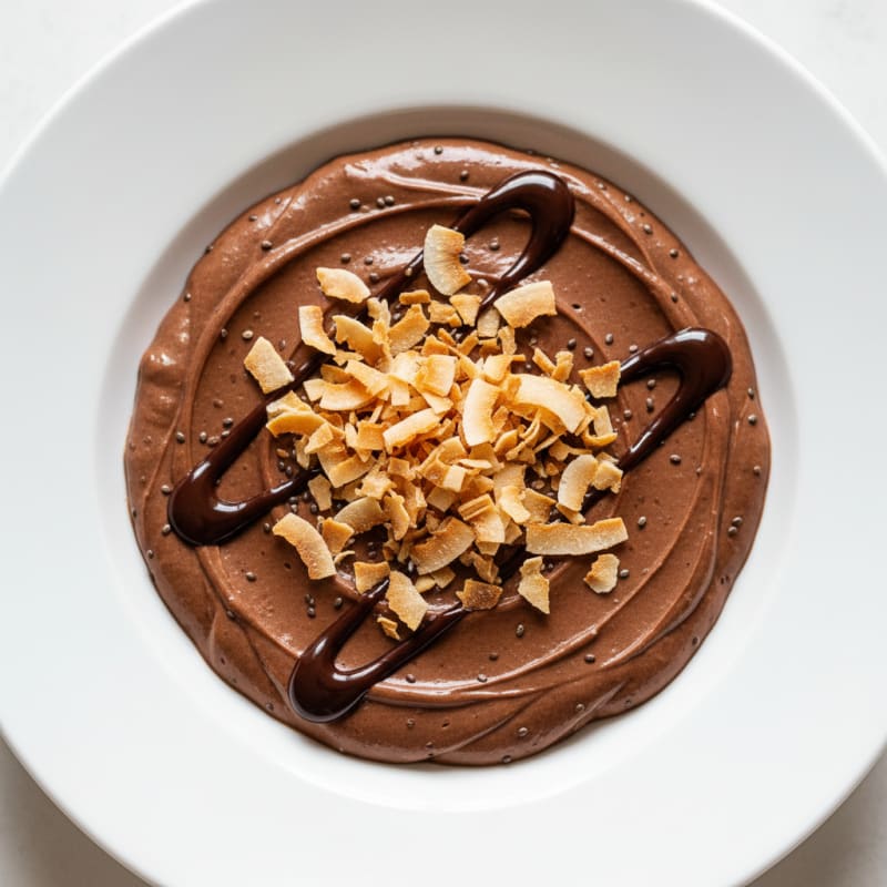 Silky Chocolate Protein Pudding with Toasted Coconut