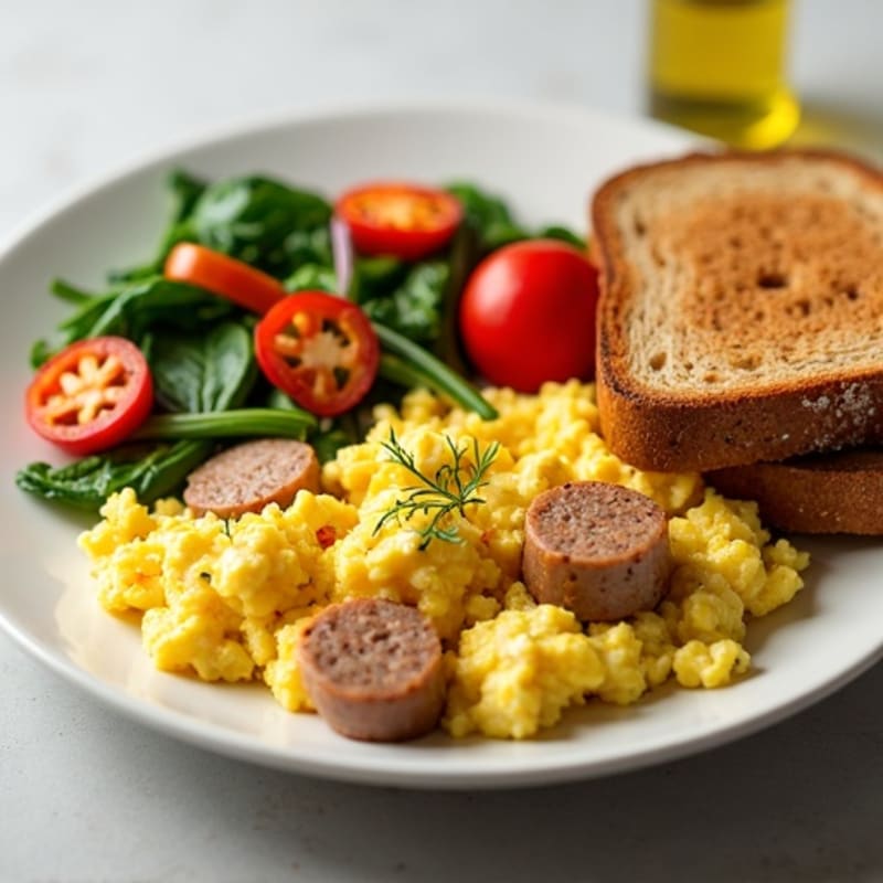 Egg White Veggie Scramble with Turkey Sausage