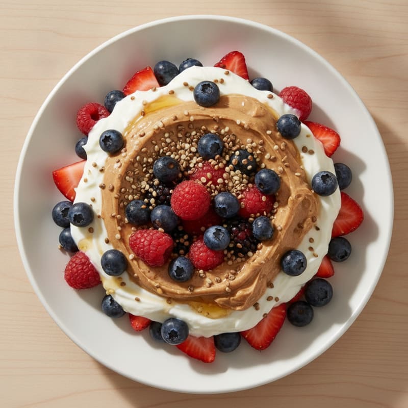 Creamy Greek Yogurt Parfait with Mixed Berries and Almond Butter