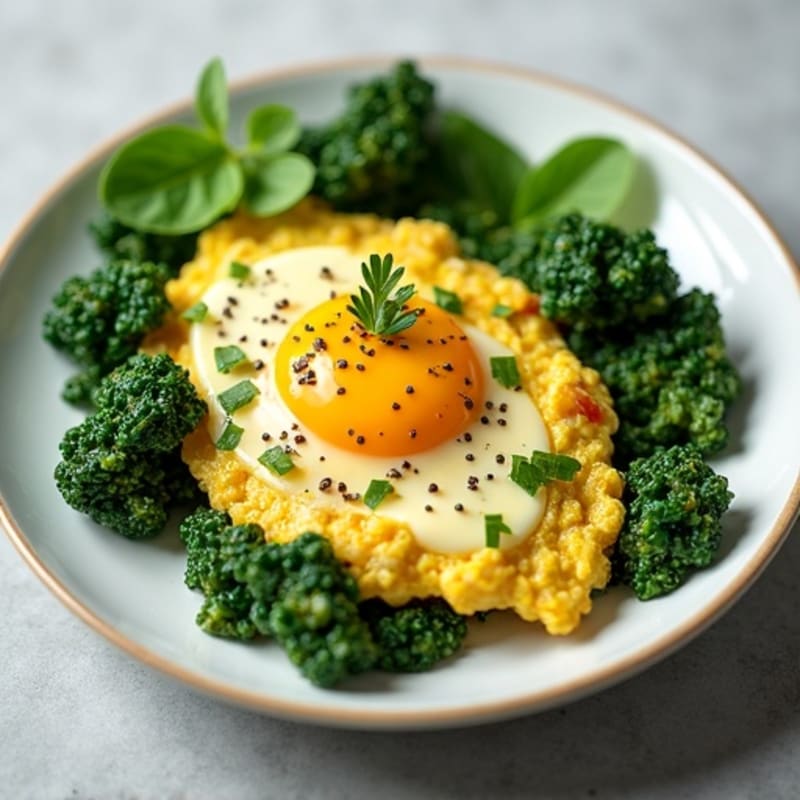 Fluffy Herb Egg White Scramble with Fresh Spinach