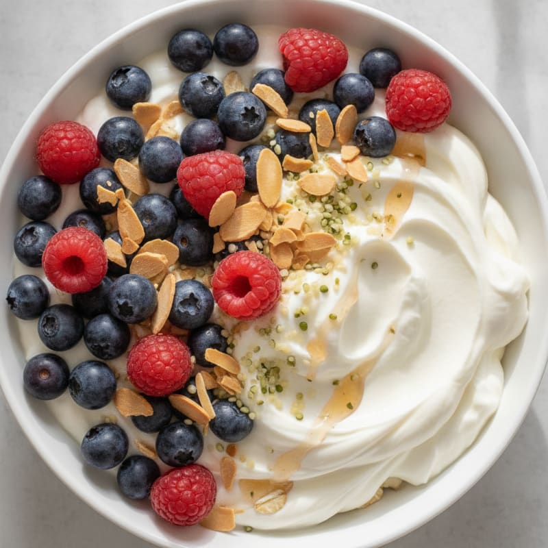 Greek Yogurt Protein Parfait with Berries and Almonds
