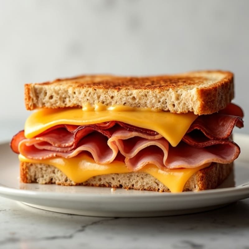 Crispy Whole Grain Ham and Melted Swiss Sandwich