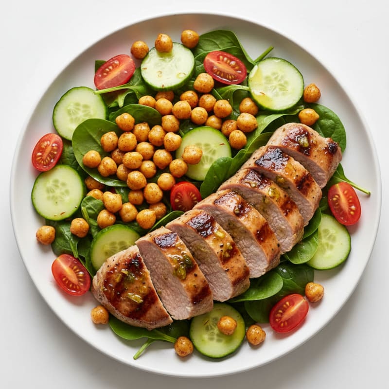 Grilled Pork Tenderloin with Roasted Chickpea Salad
