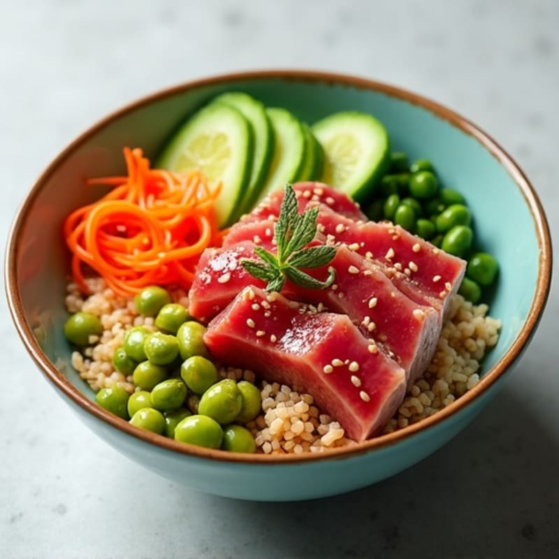 Spicy Tuna Poke Bowl with Sesame-Ginger Sauce