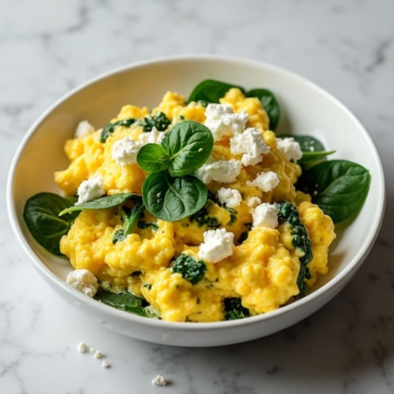 Creamy Spinach and Feta Scrambled Eggs
