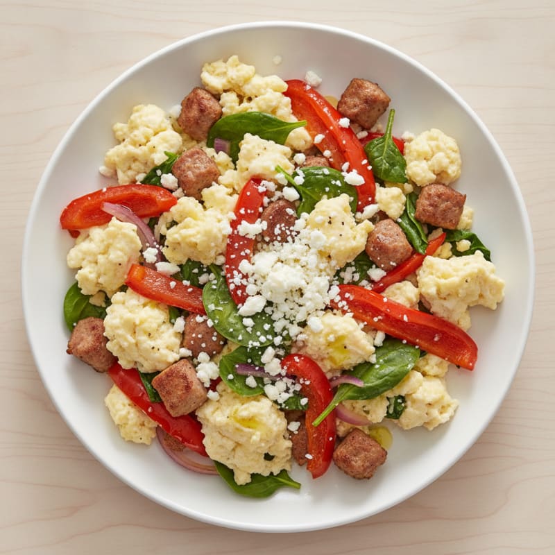 Egg White Scramble with Turkey Sausage and Roasted Peppers