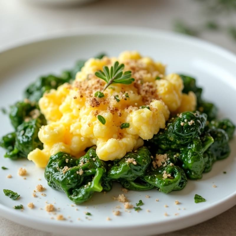 Scrambled Egg Whites with Cottage Cheese and Sautéed Spinach