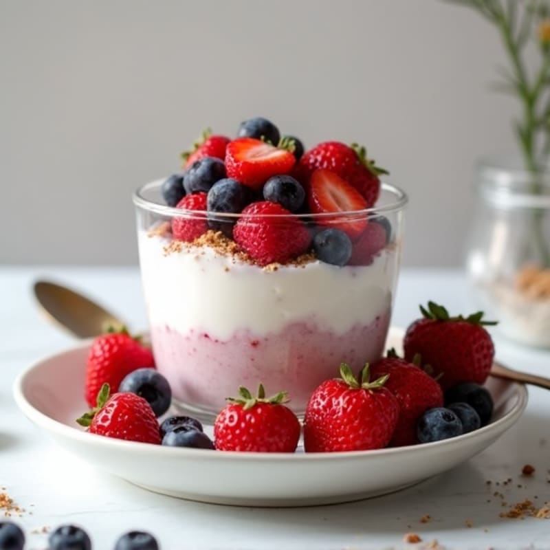 Greek Yogurt Protein Parfait with Mixed Berries and Almond Butter