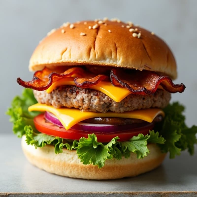 Juicy Turkey Cheeseburger Bowl with Crispy Turkey Bacon