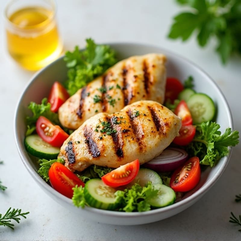 Grilled Lemon Herb Chicken with Fresh Vegetable Salad
